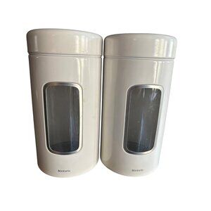 Brabantia White Canisters Set Of 2 With Window For Kitchen Storage